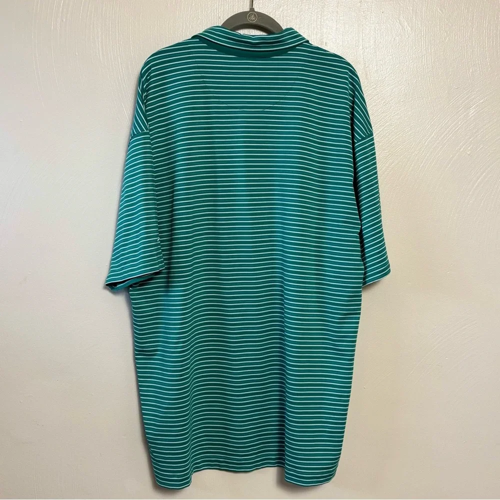 Nike Mens Shirt Dri Fit UV Golf Polo Striped Green White Shirt Sleeve Collar XXL